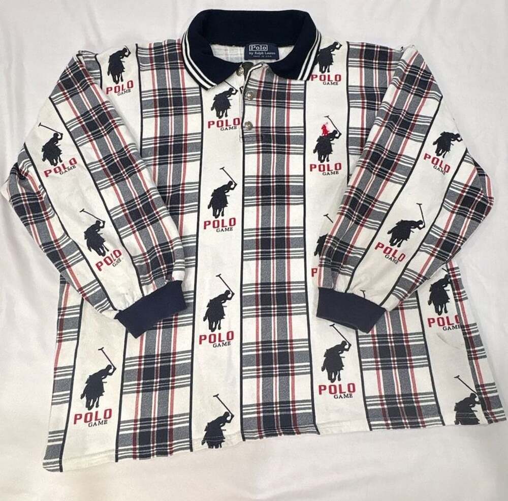 Vintage Polo Ralph Lauren Polo Game Plaid Long Sleeve Polo Shirt